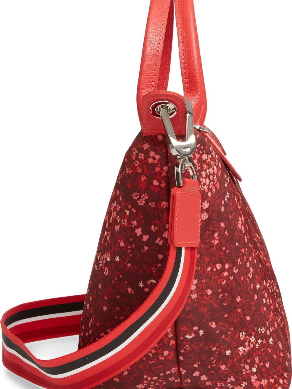 Longchamp Red Floral Top-Handle Tote - Picture 5 of 6